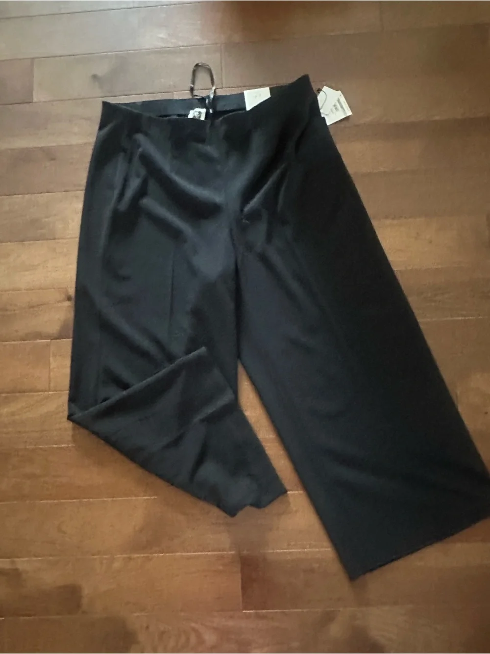 NWT! Anne Klein Pull-On, Wide Crop, Plus-Size 1X Black Dress Pants Trousers
